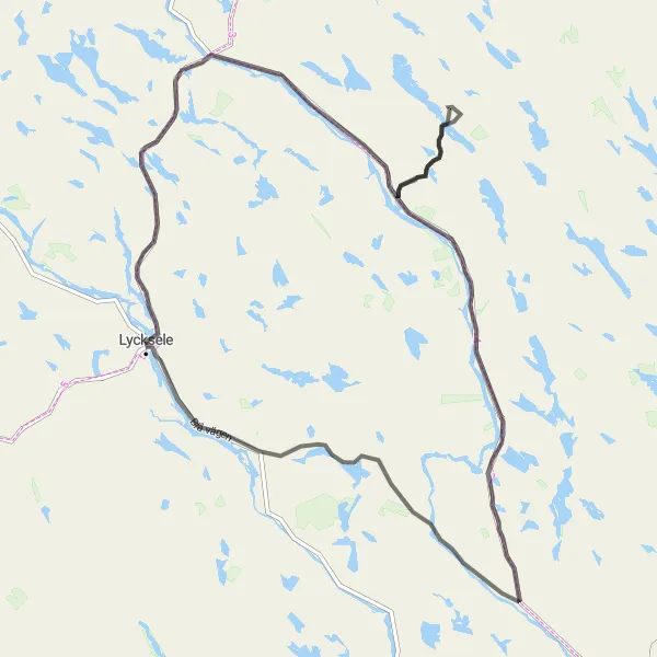Map miniature of "Road Cycling Exploration" cycling inspiration in Övre Norrland, Sweden. Generated by Tarmacs.app cycling route planner