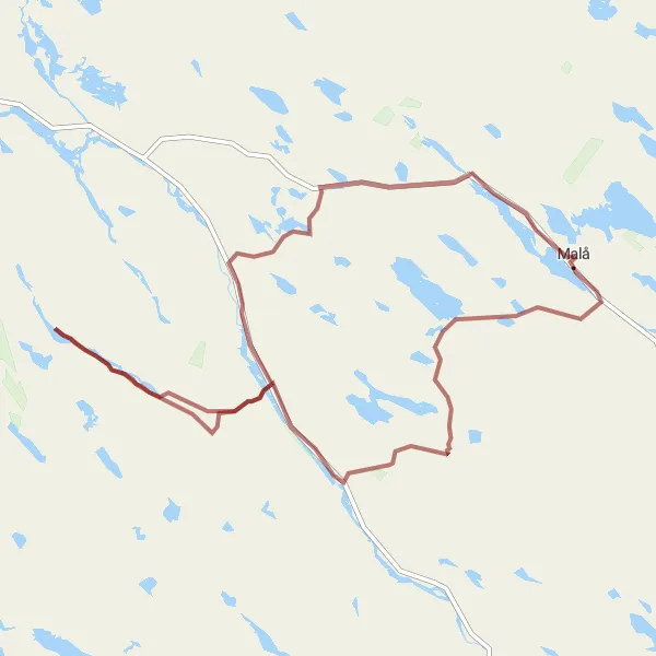 Kartminiatyr av "Grusvägarna runt Malå" cykelinspiration i Övre Norrland, Sweden. Genererad av Tarmacs.app cykelruttplanerare