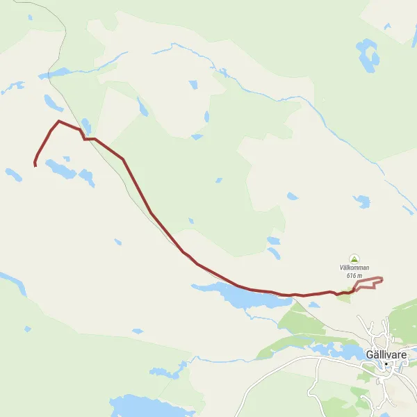 Map miniature of "Malmberget to Kommeter Gravel Bike Route" cycling inspiration in Övre Norrland, Sweden. Generated by Tarmacs.app cycling route planner