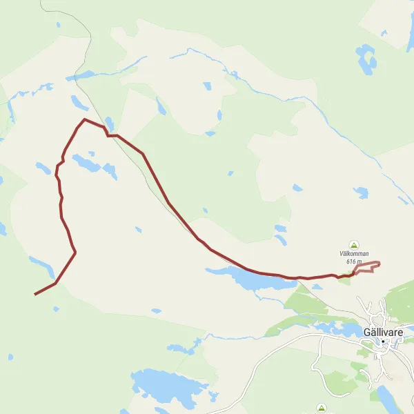 Map miniature of "Malmberget to Kommeter Gravel Bike Route" cycling inspiration in Övre Norrland, Sweden. Generated by Tarmacs.app cycling route planner