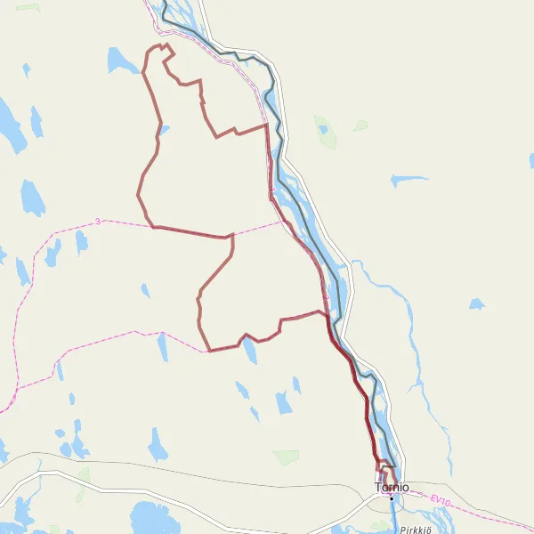 Map miniature of "Tornio to Suensaari Gravel Adventure" cycling inspiration in Övre Norrland, Sweden. Generated by Tarmacs.app cycling route planner