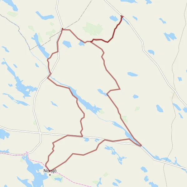 Map miniature of "Gravel Excursion" cycling inspiration in Övre Norrland, Sweden. Generated by Tarmacs.app cycling route planner