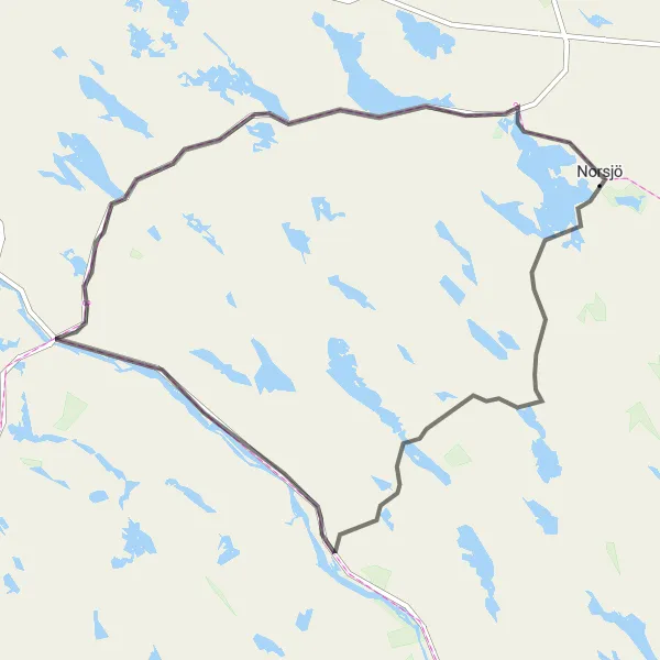 Map miniature of "The Scenic Delight" cycling inspiration in Övre Norrland, Sweden. Generated by Tarmacs.app cycling route planner