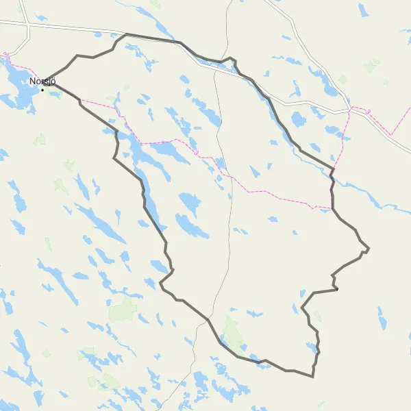 Map miniature of "The Riverside Escape" cycling inspiration in Övre Norrland, Sweden. Generated by Tarmacs.app cycling route planner