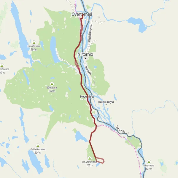 Map miniature of "Gravel Adventure" cycling inspiration in Övre Norrland, Sweden. Generated by Tarmacs.app cycling route planner