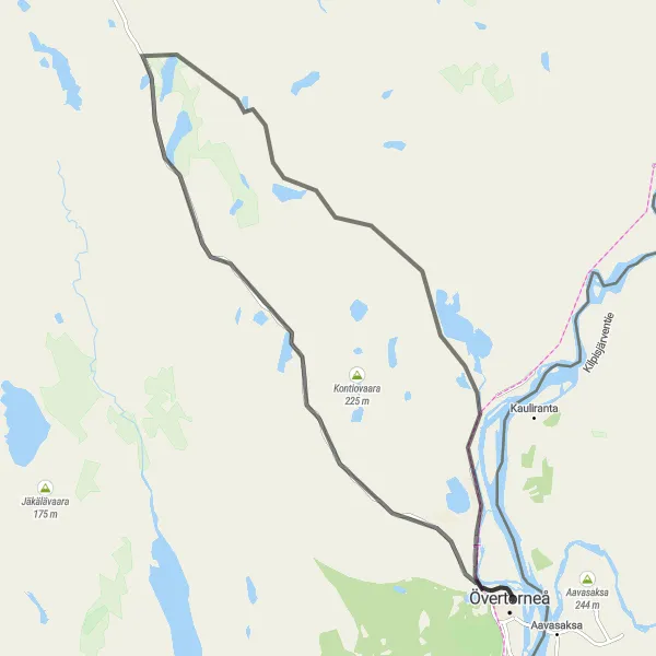 Map miniature of "Scenic Road Tour" cycling inspiration in Övre Norrland, Sweden. Generated by Tarmacs.app cycling route planner