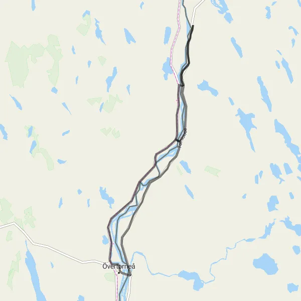 Map miniature of "The Countryside Escape" cycling inspiration in Övre Norrland, Sweden. Generated by Tarmacs.app cycling route planner