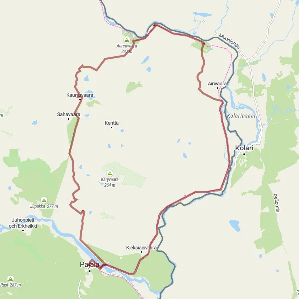 Kartminiatyr av "Grusvägen genom Kaunisvaara och Aareavaara" cykelinspiration i Övre Norrland, Sweden. Genererad av Tarmacs.app cykelruttplanerare