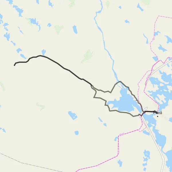 Map miniature of "Piteå to Bergsviken Scenic Ride" cycling inspiration in Övre Norrland, Sweden. Generated by Tarmacs.app cycling route planner