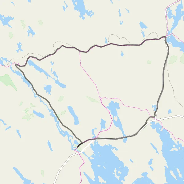 Map miniature of "Niemisel Loop" cycling inspiration in Övre Norrland, Sweden. Generated by Tarmacs.app cycling route planner