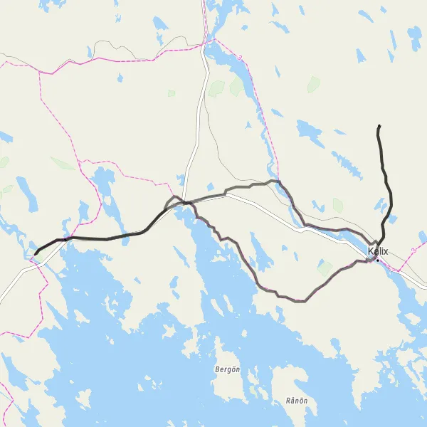 Map miniature of "Hällkläppen to Kalix Loop" cycling inspiration in Övre Norrland, Sweden. Generated by Tarmacs.app cycling route planner