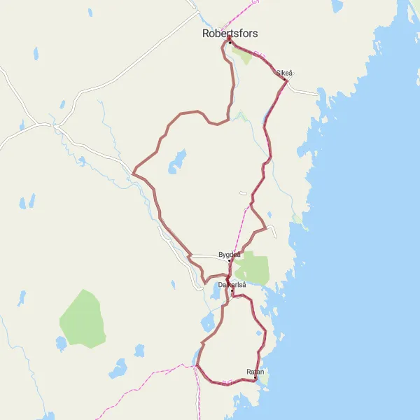 Map miniature of "The Gravel Adventure" cycling inspiration in Övre Norrland, Sweden. Generated by Tarmacs.app cycling route planner