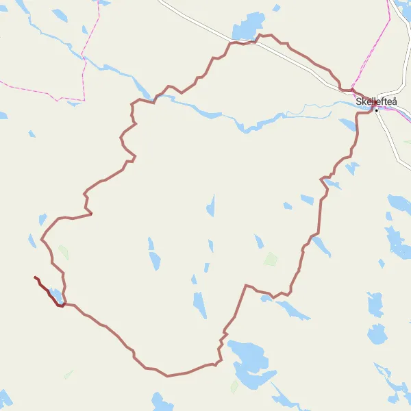 Map miniature of "Gravel Adventure: Lejonströmsbron-Rösberget-Bonnstan Loop" cycling inspiration in Övre Norrland, Sweden. Generated by Tarmacs.app cycling route planner