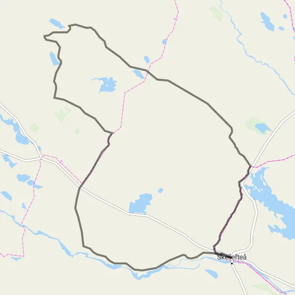 Map miniature of "Skellefteå-Bonnstan-Kåge Loop" cycling inspiration in Övre Norrland, Sweden. Generated by Tarmacs.app cycling route planner