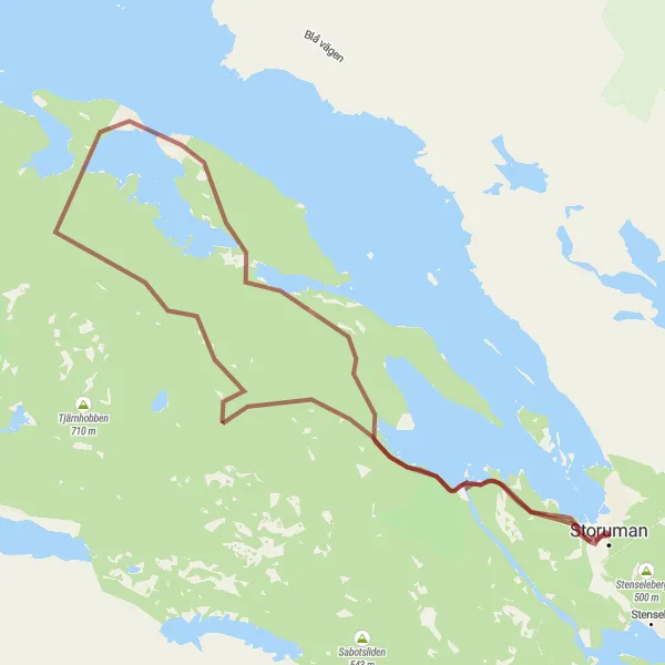 Kartminiatyr av "Rönnäsberget och Bergmyrhobben Grusväg" cykelinspiration i Övre Norrland, Sweden. Genererad av Tarmacs.app cykelruttplanerare