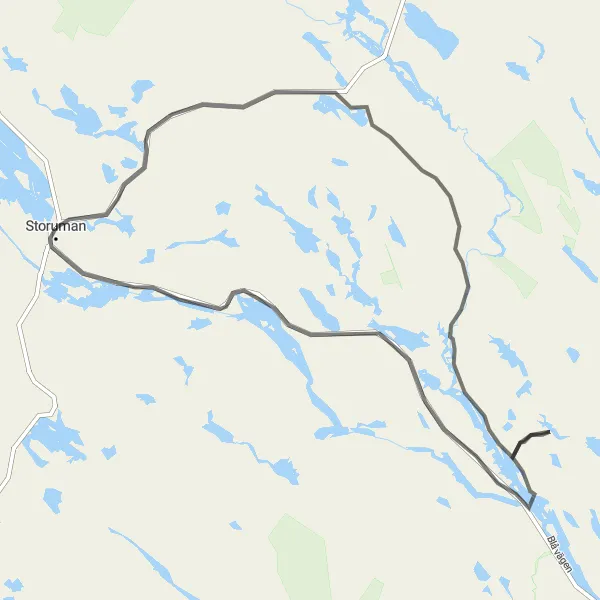 Map miniature of "Scenic Beauty Ride" cycling inspiration in Övre Norrland, Sweden. Generated by Tarmacs.app cycling route planner