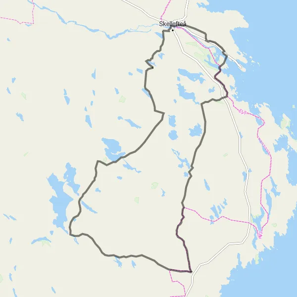 Map miniature of "Ultimate Road Challenge" cycling inspiration in Övre Norrland, Sweden. Generated by Tarmacs.app cycling route planner