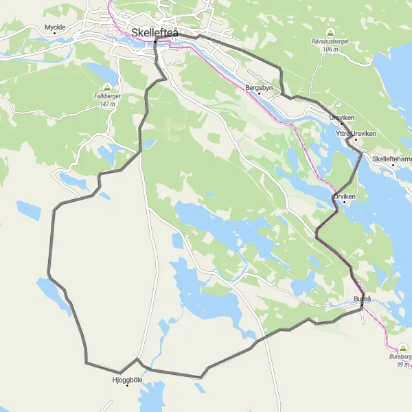 Map miniature of "Coastal Road Adventure" cycling inspiration in Övre Norrland, Sweden. Generated by Tarmacs.app cycling route planner