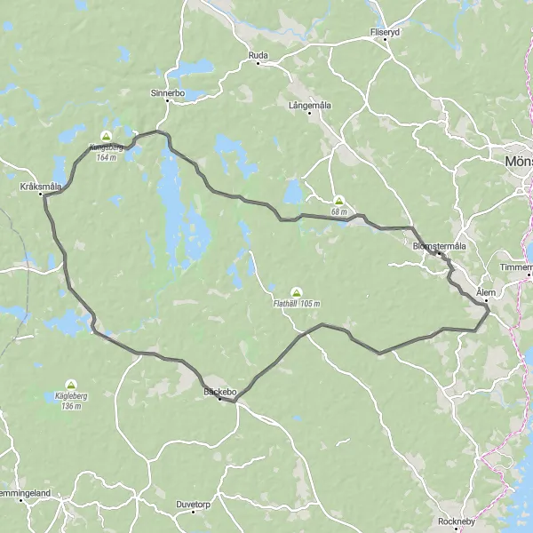 Map miniature of "Blomstermåla Loop" cycling inspiration in Småland med öarna, Sweden. Generated by Tarmacs.app cycling route planner