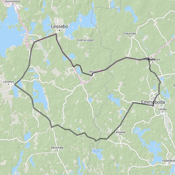Map miniature of "Cultural Cycling Tour" cycling inspiration in Småland med öarna, Sweden. Generated by Tarmacs.app cycling route planner