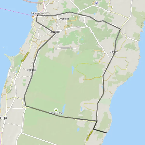 Map miniature of "Öland Coastal Road Cycling Route" cycling inspiration in Småland med öarna, Sweden. Generated by Tarmacs.app cycling route planner