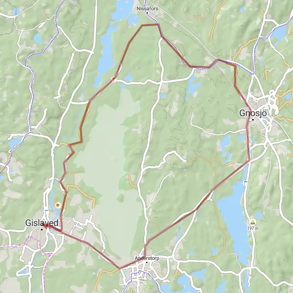 Kartminiatyr av "Historiska platser och natursköna vyer" cykelinspiration i Småland med öarna, Sweden. Genererad av Tarmacs.app cykelruttplanerare