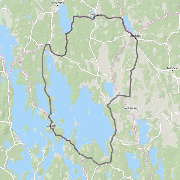 Kartminiatyr av "Cykling från Ingelstad till Uråsa och Kläcklinge" cykelinspiration i Småland med öarna, Sweden. Genererad av Tarmacs.app cykelruttplanerare