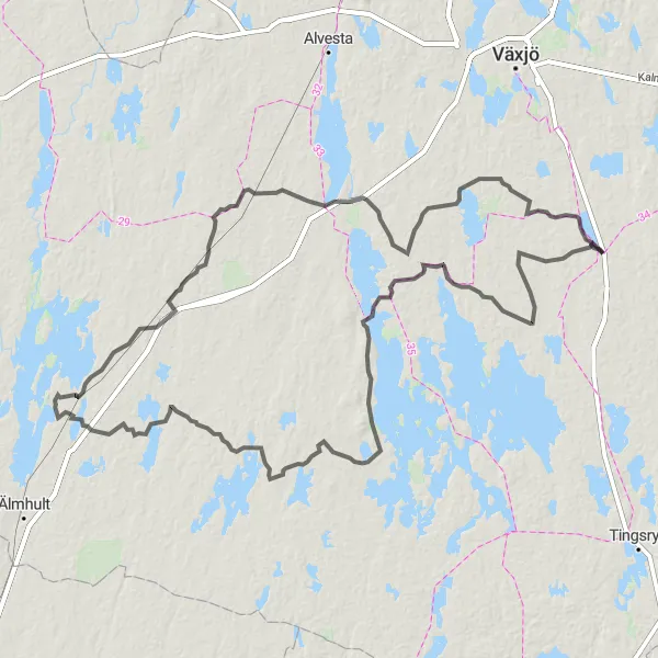 Map miniature of "Legendary Torne and Vederslöv Tour" cycling inspiration in Småland med öarna, Sweden. Generated by Tarmacs.app cycling route planner