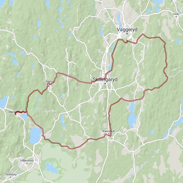 Map miniature of "Marieholm to Mo Gravel Route" cycling inspiration in Småland med öarna, Sweden. Generated by Tarmacs.app cycling route planner