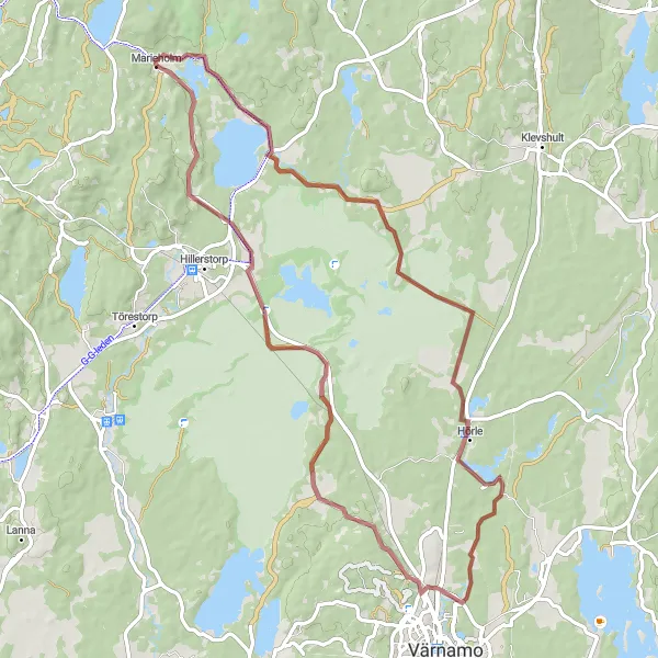 Map miniature of "Mo to Marieholm Gravel Route" cycling inspiration in Småland med öarna, Sweden. Generated by Tarmacs.app cycling route planner