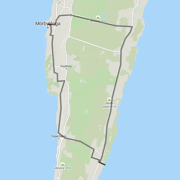 Map miniature of "Resmo and Hulterstad" cycling inspiration in Småland med öarna, Sweden. Generated by Tarmacs.app cycling route planner