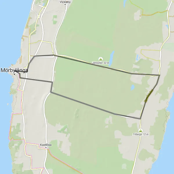 Map miniature of "Discover Resmo, Jättesten and Stenåsa" cycling inspiration in Småland med öarna, Sweden. Generated by Tarmacs.app cycling route planner