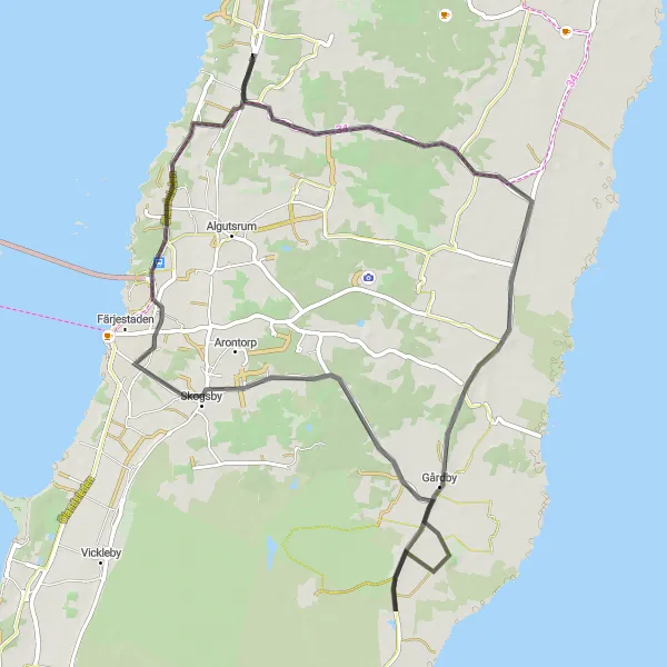 Map miniature of "Countryside Tour" cycling inspiration in Småland med öarna, Sweden. Generated by Tarmacs.app cycling route planner