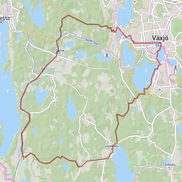 Map miniature of "Exploring Söder" cycling inspiration in Småland med öarna, Sweden. Generated by Tarmacs.app cycling route planner