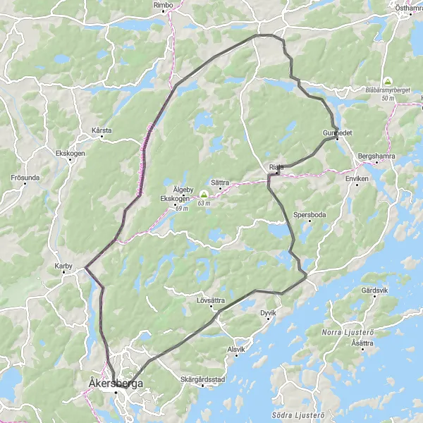 Map miniature of "Scenic Road Ride" cycling inspiration in Stockholm, Sweden. Generated by Tarmacs.app cycling route planner