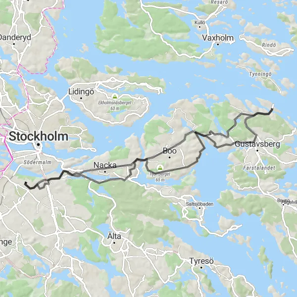 Kartminiatyr av "Hammarbytoppen till Lännersta" cykelinspiration i Stockholm, Sweden. Genererad av Tarmacs.app cykelruttplanerare