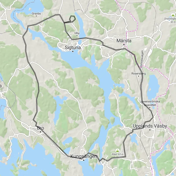Map miniature of "Erikssunds Säteri Loop" cycling inspiration in Stockholm, Sweden. Generated by Tarmacs.app cycling route planner