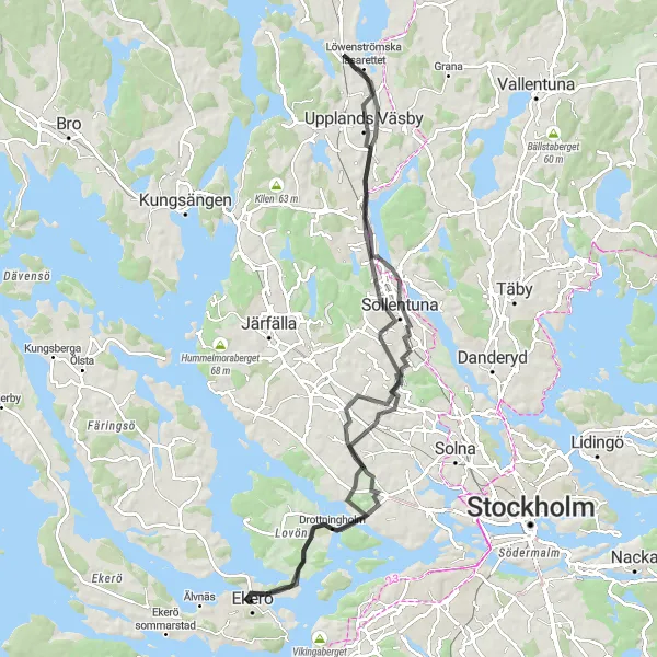 Map miniature of "Ekerö Flystaberget Circuit" cycling inspiration in Stockholm, Sweden. Generated by Tarmacs.app cycling route planner