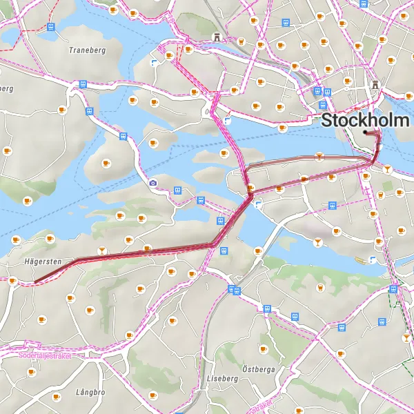 Map miniature of "Archipelago Escape" cycling inspiration in Stockholm, Sweden. Generated by Tarmacs.app cycling route planner