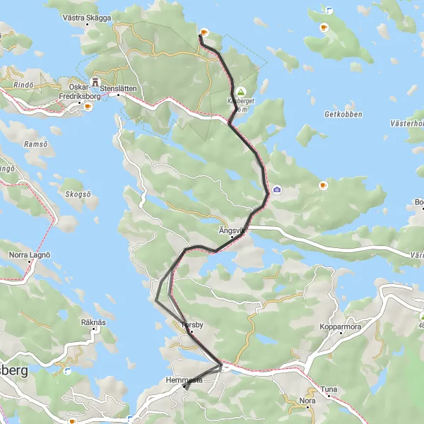 Map miniature of "A Taste of Nature near Hemmesta" cycling inspiration in Stockholm, Sweden. Generated by Tarmacs.app cycling route planner