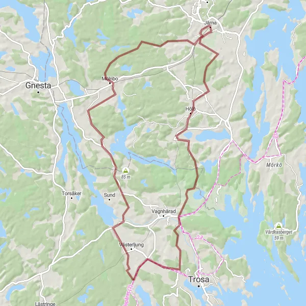 Kartminiatyr av "Tureholm och Västerljung Cykeläventyret" cykelinspiration i Stockholm, Sweden. Genererad av Tarmacs.app cykelruttplanerare