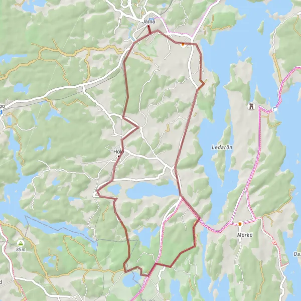 Kartminiatyr av "Grusvägsäventyret runt Järna" cykelinspiration i Stockholm, Sweden. Genererad av Tarmacs.app cykelruttplanerare