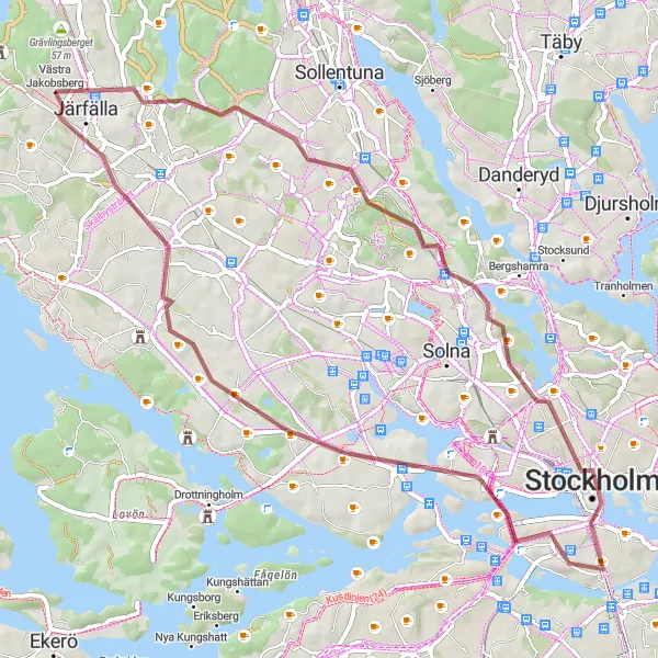 Map miniature of "Kista to Himmelsfärdsberget" cycling inspiration in Stockholm, Sweden. Generated by Tarmacs.app cycling route planner