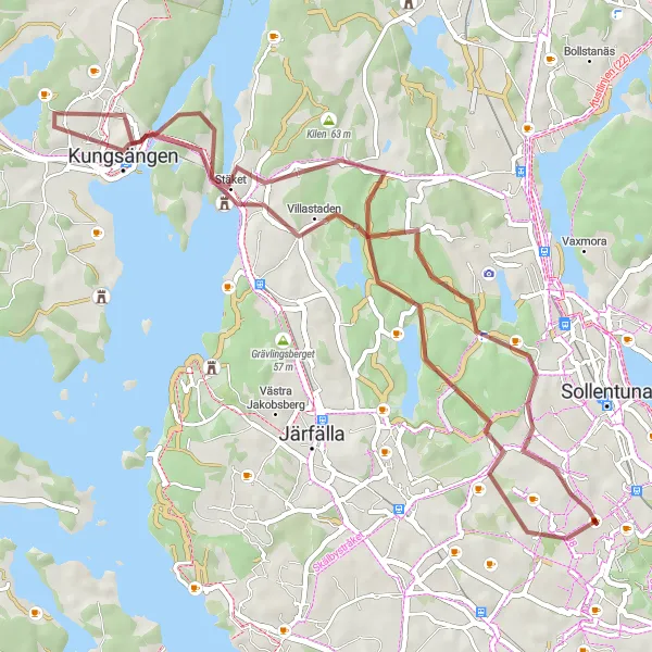 Map miniature of "Scenic Gravel Loop" cycling inspiration in Stockholm, Sweden. Generated by Tarmacs.app cycling route planner