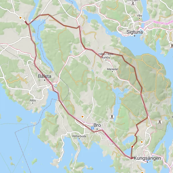 Map miniature of "Gravel Adventure" cycling inspiration in Stockholm, Sweden. Generated by Tarmacs.app cycling route planner