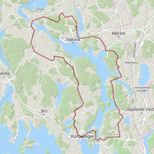 Kartminiatyr av "Historiska platser i Venngarn" cykelinspiration i Stockholm, Sweden. Genererad av Tarmacs.app cykelruttplanerare