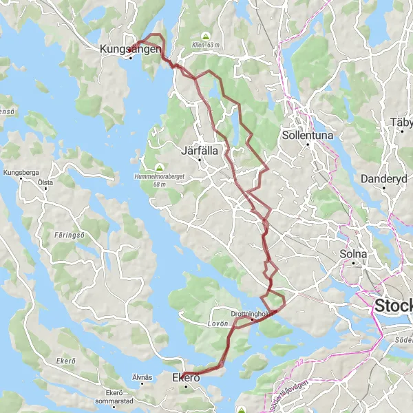 Kartminiatyr av "Almarestäkets borg till Almare-Stäket" cykelinspiration i Stockholm, Sweden. Genererad av Tarmacs.app cykelruttplanerare