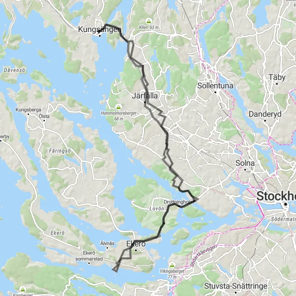 Kartminiatyr av "Runt om Järfälla" cykelinspiration i Stockholm, Sweden. Genererad av Tarmacs.app cykelruttplanerare