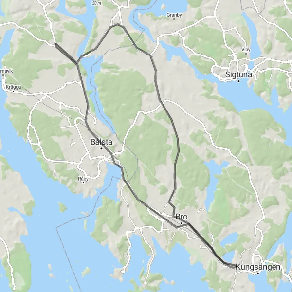 Map miniature of "Charming Road Loop" cycling inspiration in Stockholm, Sweden. Generated by Tarmacs.app cycling route planner