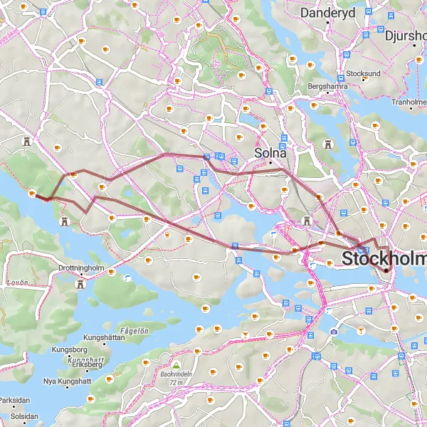 Map miniature of "Kungsholmen to Kronobergsparken Gravel Cycling Route" cycling inspiration in Stockholm, Sweden. Generated by Tarmacs.app cycling route planner